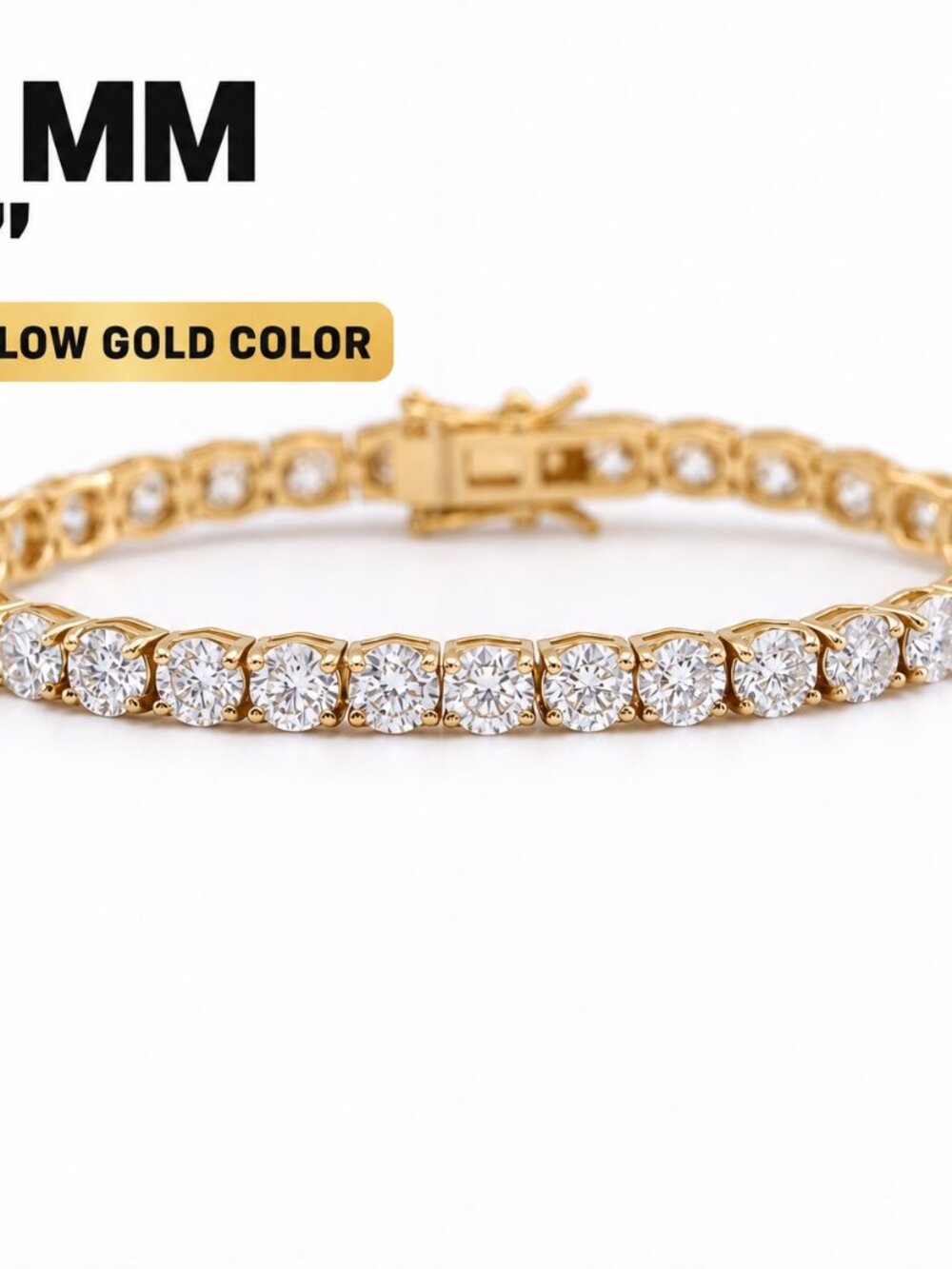 LEKANI 4mm Moissanite Tennis Bracelet S925 Gold 8 in